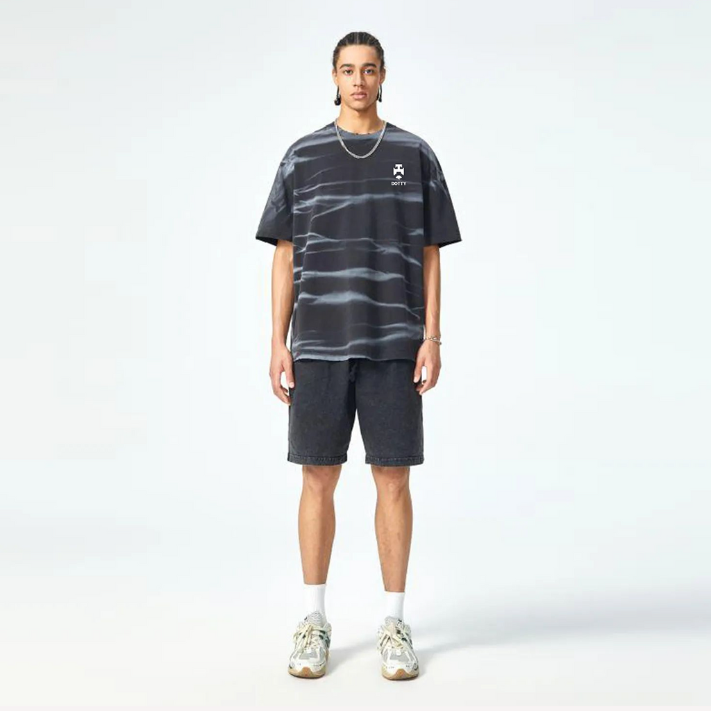 DOTTY- Irregular Stripe Frayed T-Shirt - 250 GSM